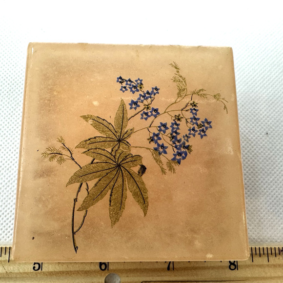 Vintage Alabaster Pink Flowers Hand Painted Trinket Box *Made In Italy* - Picture 3 of 5